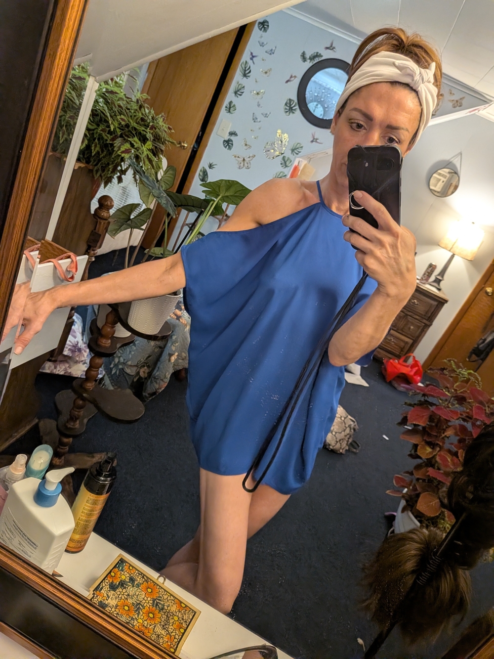 Blue One-Shoulder Women’s Dress